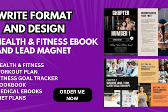 format, design, health fitness ebook, medical book, workout plan, lead magnet