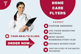 design medical health care home care flyer any one pager marketing materials