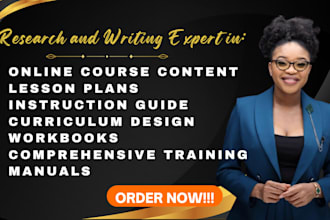 write online course content, curriculum design, lesson plans n instruction guide