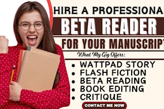 provide alpha or beta read fantasy fiction thriller mystery or horror novel