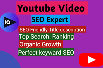 do your youtube video SEO for more views and ranking organic growth