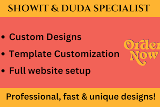 design, customize showit website or duda, showit website template design