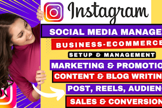 instagram marketing promotion manager, meta ads setup business content creator