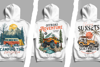 design vintage outdoor, hoodies, tshirt illustration logo and badge