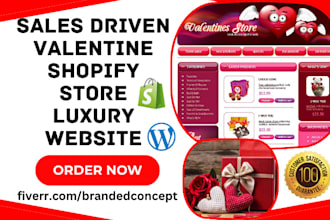 design valentines day custom gifts luxury website booking website shopify store