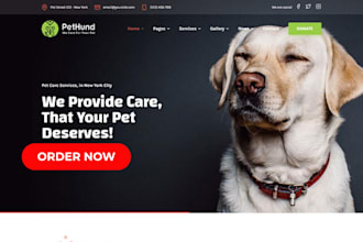 build pet care website pet sitting dog daycare pet adoption dog walking website