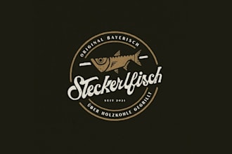 design product grilled fish stick logo