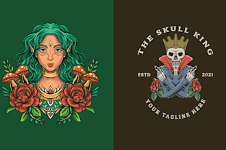 design colorful custom skull tattoo logo