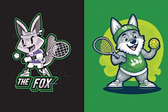 make sport cartoon girl badminton tennis logo