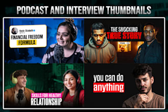 create youtube thumbnail design for podcast and interview