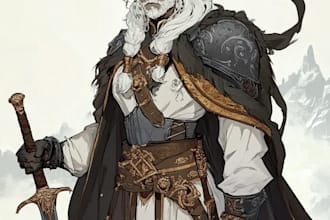 create a wonderful dnd character art in unique style