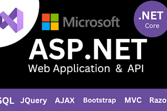 develop web application using c sharp, asp dot net core mvc, angular, sql server