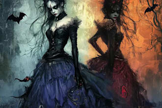 create scary horror creature and fantasy character concept art