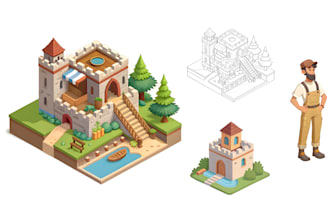 design stunning 2d isometric game assets for your rpg and strategy game