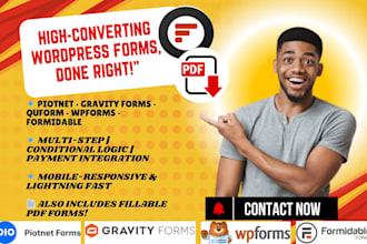 create piotnet forms, gravity form, quform  formidable, wpform, pdf fillable
