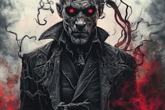 do horror or dark fantasy concept art or character design