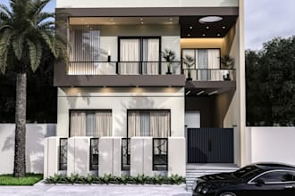renovate 3d apartment elevation design, 3ds max luxurious exterior corona render