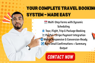 build advanced booking multistep form, trip, flight, vocation booking website