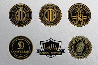 design 3d clean badge, shield, circe, monogram, stamp, seal, emblem logo for you
