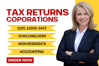 prepare income tax return for individual and business 1040, 1120, 1065 and 1099