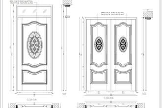 design your door and wardrobe shop drawing and 3d rendering