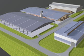 retouch concept 2d layout for factory,inductrial exterior design,warehouse,skp
