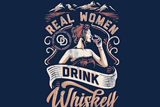 design real women drink whiskey logo