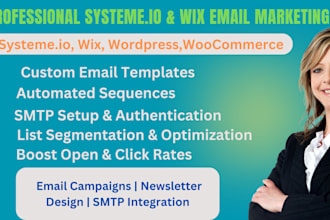 do systeme io wix email newsletters campaigns  template design smtp integration