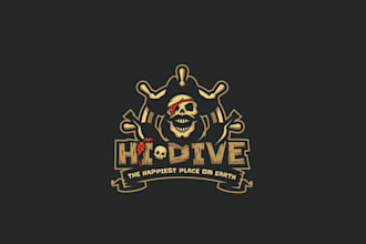 design rock roll island bar logo
