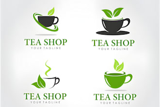 design coffee logo, tea, café, green tea, tea