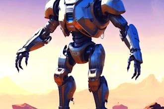 design robots and concept art of futuristic character design
