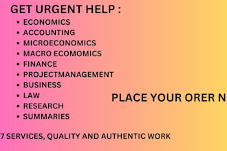 do accounting, finance, economics, project management, business, hrm, law tasks