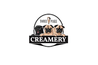 design three pugs creamery logo
