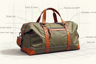 design or create handbag tote purses duffle bag tech backpack and shoes