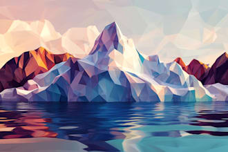 do professional geometric low poly illustration