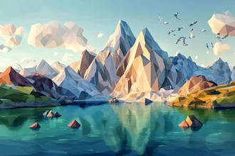 create high detailed low poly vector illustrations for