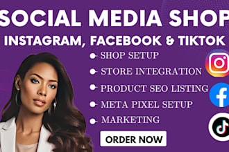 setup instagram shop facebook shop tiktok shop integrate with shopify etsy store