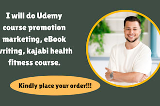 do udemy course promotion marketing ebook writing, kajabi health fitness course