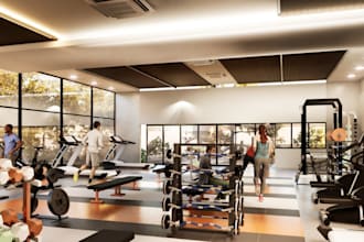 design 3d gym interior 3d sport complex health and fitness center with rendering