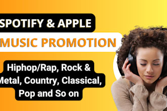 do spotify music promotion, hiphop music playlist, rock metal music promotion