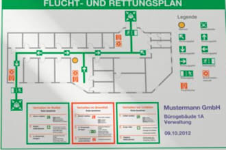 design fire emergency evacuation plan, map, diagram