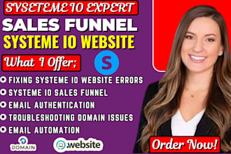 fix systeme io website, systeme io sales funnel, domain email authentication