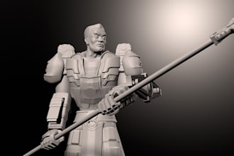 design printable miniature, action posed figurine, sci fi character, fantasy toy