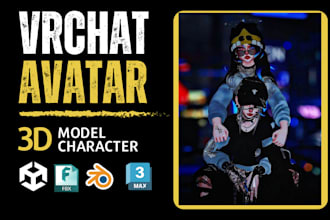 custom 3d vrchat avatar rigging, texturing 3d model, 3d animation, vtuber model