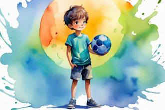 do children book illustration watercolor, kids picture book for KDP