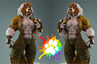 custom vrchat avatar fursona avatar furry vtuber second life for 3d model avatar