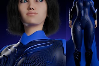 create 3d character modeling, 3d realistic character, 3d texture and rigging