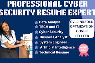write ats resume for cyber security, tech, IT, data science and system engineer