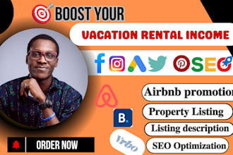 set up an optimized airbnb listing, vrbo, vacation rental, airbnb marketing