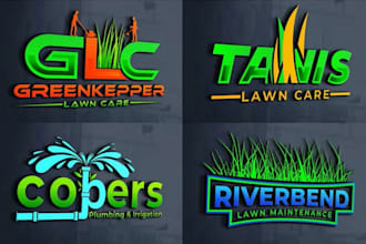 do landscape lawn care irrigation eco garden tree nature agriculture mowing logo